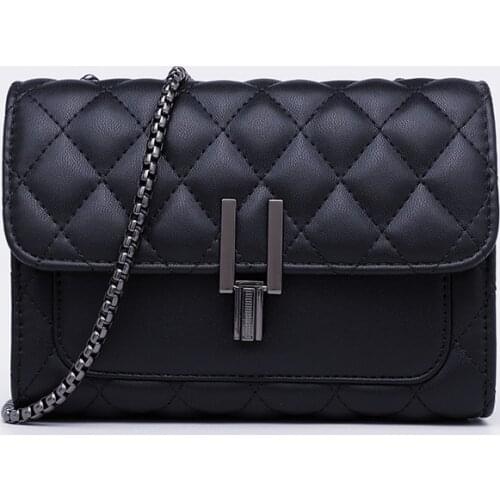 PU Leather Purses and Handbags for Women 2021 Designer Luxury Fashion Girls Female Shoppers Hot Solid Color Diamond Chain Wallet