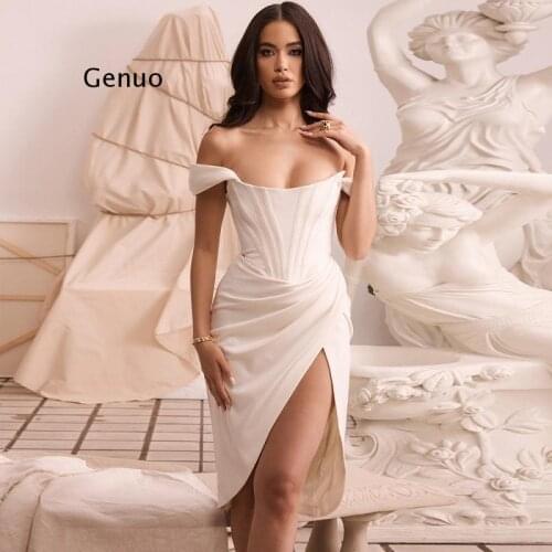 Woman Summer Dress Off Shoulder 2 Layers Stretch Boning Pads Mini Dress Lady Sexy Bodycon Casual Party Wear Elegant Robe