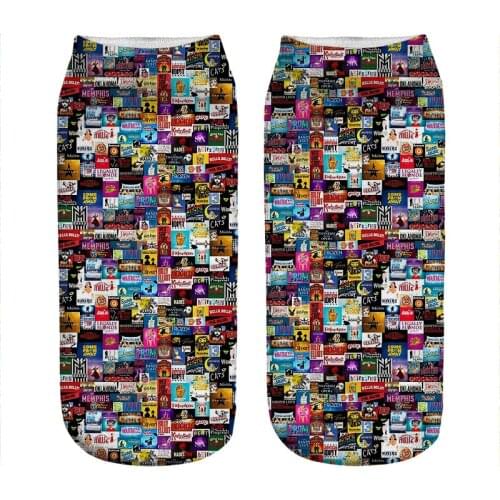 Womens socks kawaii Broadway Show Logo Collage Printed Socks Woman harajuku Happy Funny Novelty cute girl gift Socks for women