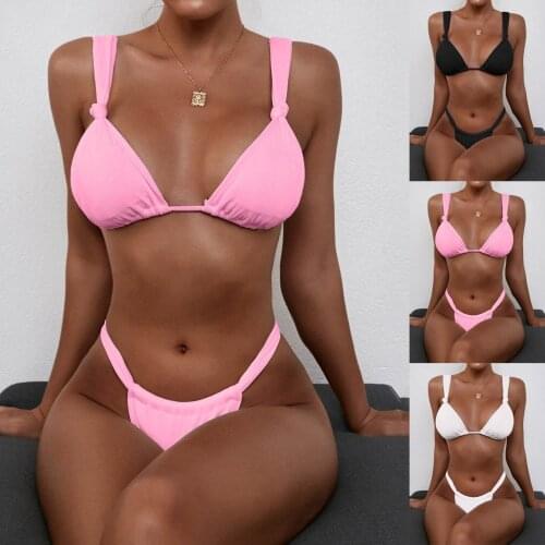 Womens swimsuit hot spring swimsuit summer womens triangle solid color sexy split Bikini Swimsuit SAGACE bañadores mujer 2021