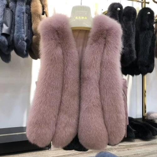ShortReal Fur Fox Vest Women Fashion Sleeveless Fashion Genuine Fur Gilet Female 2020 New Arrival Ladies Fur Waistcoat Femme