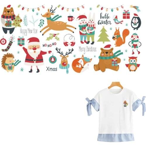 Winter Elements Patch Iron On Christmas Heat Transfer Iron On Diy Accessory Stickers Fashion Clothes Thermal Patches