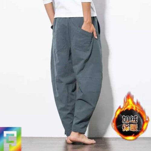 Winter thick fleece men yoga pant warm loose harem male running jogging fitness workout casual trouser sweatpant sportswear 5XL