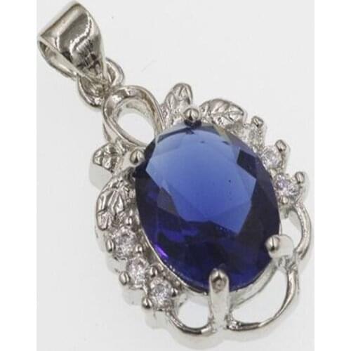 1.3*2.5MM New NEW Fashion Luxury Purple Blue Crystal Necklace Pendants Women Love Heart Design Girl Gift Silver Jewelry #01