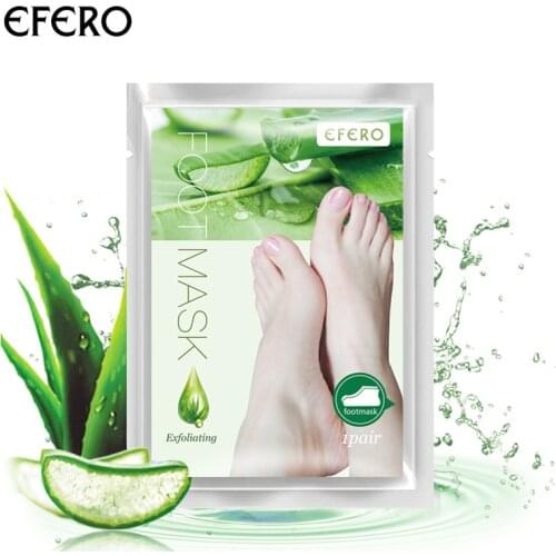 1Pair EFERO Foot Mask Aloe Exfoliating Foot Socks Dead Remover Feet Mask Peel Moisturizing Nutritious Skin Care Feet Care TSLM1