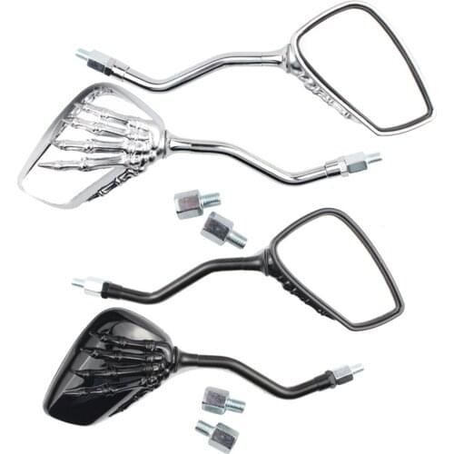 1 Pair Motorcycle Mirrors Skeleton Hand Motorbike Rearview Side Mirrors Universal 10mm 8mm Thread VODOOL Brand
