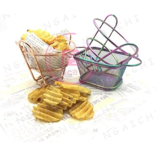 Chip rack Restaurant Snack Basket Stainless Steel Food Tableware Fast Food Chicken Food Containers Creative Styling Basket 1pcs