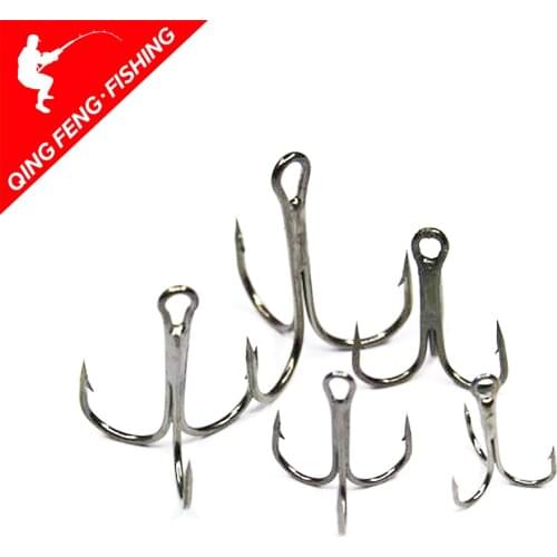 10pcs Fishing Hooks High Steel Carbon Material Treble Black Fishing Hook Round Folded Saltwater Bass 2# -16 # Tackle Tools