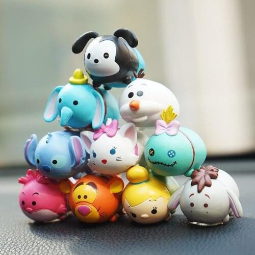 Disney 10pcs Folding Mickey Cartoon Dolls Car Decorations Dolls Car Accessories Free Car Stickers Garage Kit Winnie-the-pooh