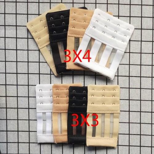 100pcs/lot Elastic Bra EXTENDER 3X4 3X3 Underwear Lingerie Extension Buckle Quality Stainless Sewing Accessories