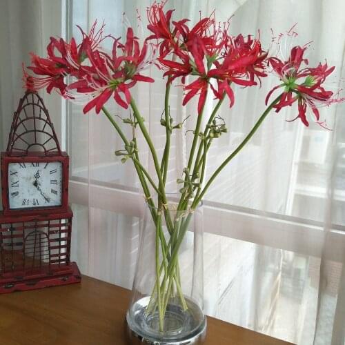 2 Forks artificial higanbana flower branch fake silk orchid flowers home wedding table decoration