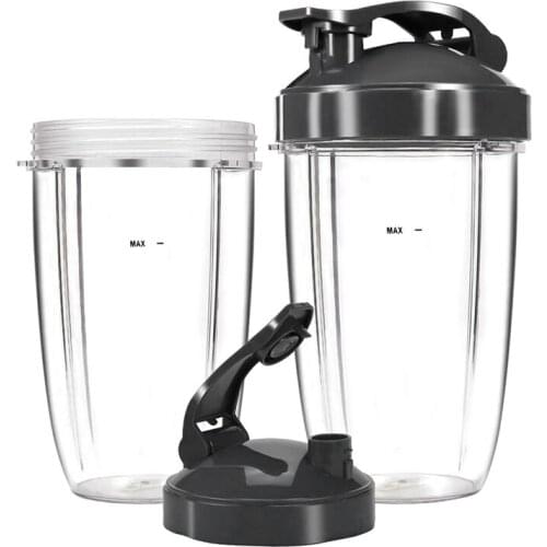 24Oz Blender Replacement Cup with 2 Flip Top to Go Lids Compatible for Nutribullet 600W/900W, NB-101S, NB-101B Series