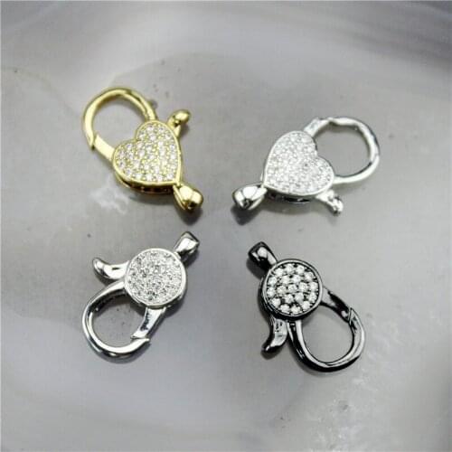 9*15mm 10pcs/lot Heart/round shape oval clasp cz micro pave jewelry,handmade diy necklace/bracelet jewelry component clasp
