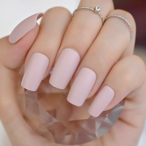 Apricot Cream Korea fake nails Medium Square Matte Colorful Acrylic Nail Tips Artificial ABS Nail Supplier 24