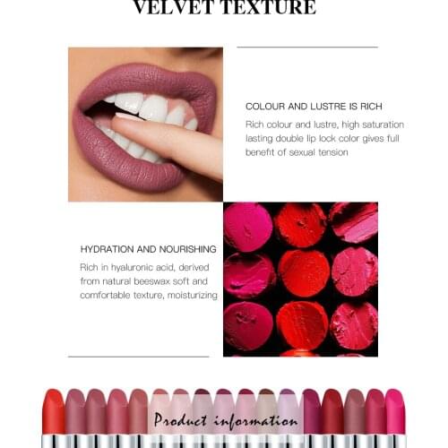 Velvet Sexy Red Brown Velvet Matte Lipstick Long Lasting Tint Lip Stick Nude Natural 17 Colors Lipstick Makeup for Women