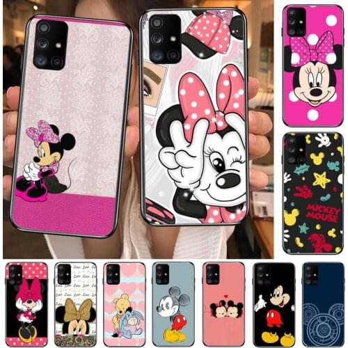 Mouse Mickey Black Fun Phone Case Hull For Samsung Galaxy A50 A51 A71 A70 A52 A40 A30 A31 A80 A20E 5G S Black Shell Art Cell Co