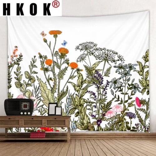 HKOK Flower Whale Mountain Forest Tapestry Hanging Covering Rugs Background Cloth Beach Mat Blanket Bedroom Living Home Decor
