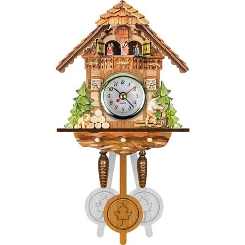 Wooden Cuckoo Wall Clock Bird Time Bell Swing Alarm Watch Germany Home Art Decor Black Forest Auto swinging Cuckoo Wall Clock