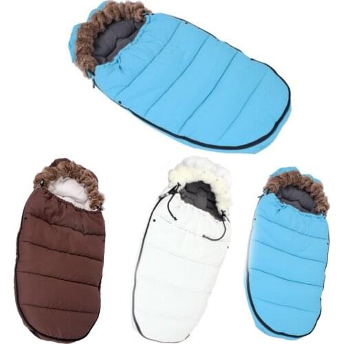 Baby sleeping Fur collar Bag winter Envelope for newborns stroller sleep thermal sack kids sleepsack in the carriage wheelchai