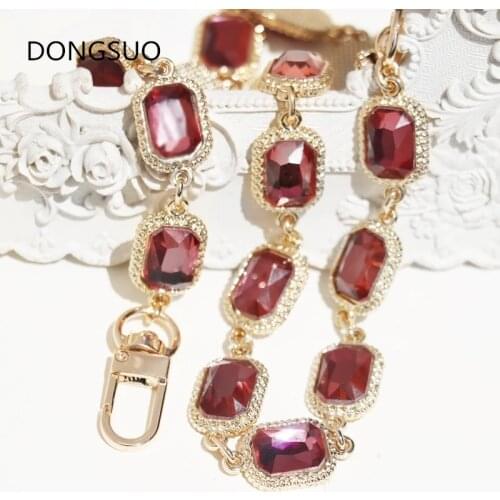 Designer beading diamond stone chain strap gold metal chain for handbag bag purse replacement Accessories Hardware high quality