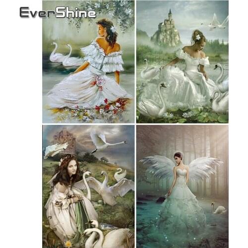 EverShine Diamond Painting Swan Cross Stitch DIY Diamond Mosaic Portrait Full Square Embroidery Animal Rhinestones Handmade Gift