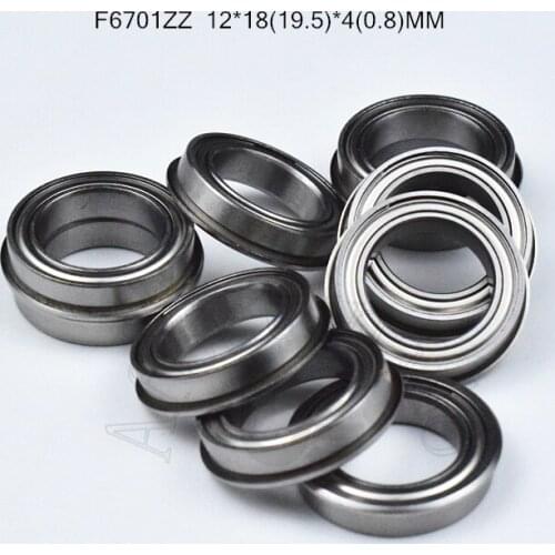 F6701zz 12*18(19.5)*4(0.8)MM 10pieces F6701 Flange bearing metal sealed ABEC-5 chrome steel miniature bearings