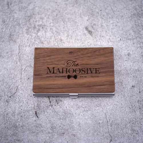 Wood business card Holder Stainless Steel Pocket New Business ID Credit Card Case Metal Fine Box Holder