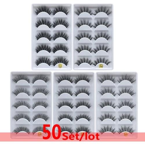 DHL Hot 50 set mink eyelashes natural long 3d mink lashes 50 boxes false eyelash hand made makeup false lash wholesale