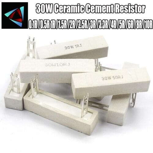 30W Ceramic Cement Resistor 0.1R 0.5R 1R 1.5R 2R 2.5R 3R 3.3R 4R 5R 6R 8R 10R