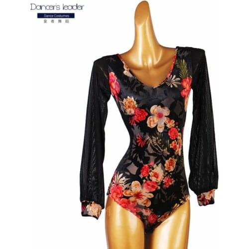 Latin Dance Female Adult Girl Elegant Body Suit Practice Clothes Modern Dancing Top High-end Custom Performance Onesies