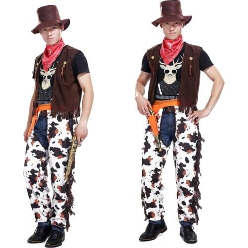 Halloween masquerade costume cosplay adult cowboy stage costumes parents installed