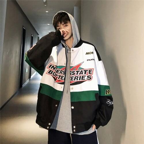 2021 New Mens Patchwork Street Clothes Bomber Jacket Autumn Mens Pilot Jacket Harajuku Hip Hop Windbreaker Jacket