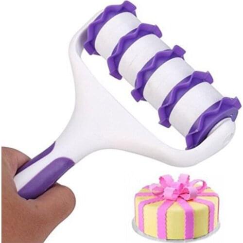 Fondant Strip Ribbon Cutter Sugar Craft Cake Rolling Pin Embosser Rolled Set Tool New Cake Tools