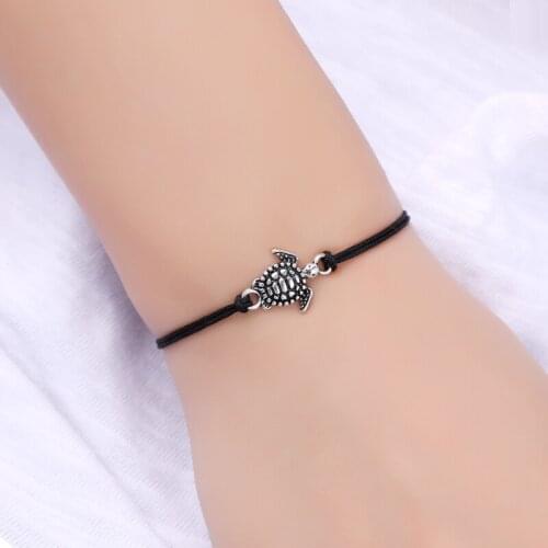 Summer Beach Style Jewelry with Message Card Gold Silver Turtle Make a Wish Tortoise Sea Turtles Charm Bracelets for Women