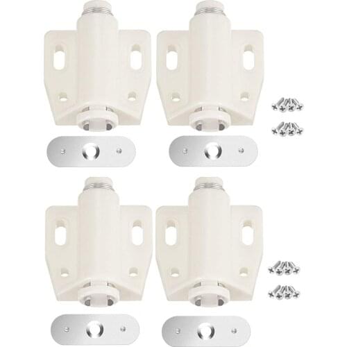 Magnetic Kitchen Cabinet Furniture Door Touch Push-Open Lock, White (4pcs)