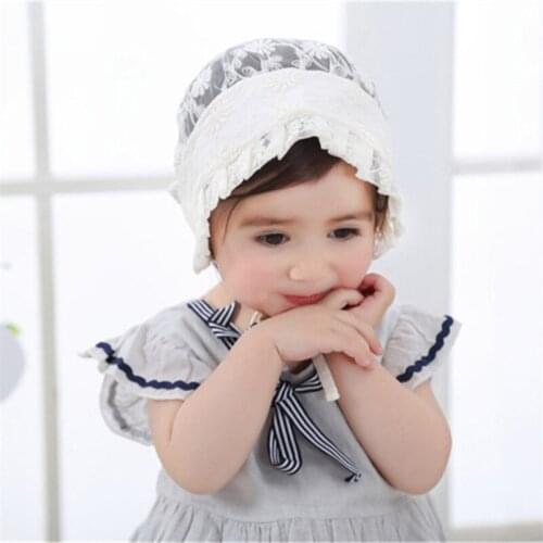 Lovely Baby Girls Princess Hats Bonnet Retro Cap Photo Palace Cute Sun Hats Lace cap European American Style