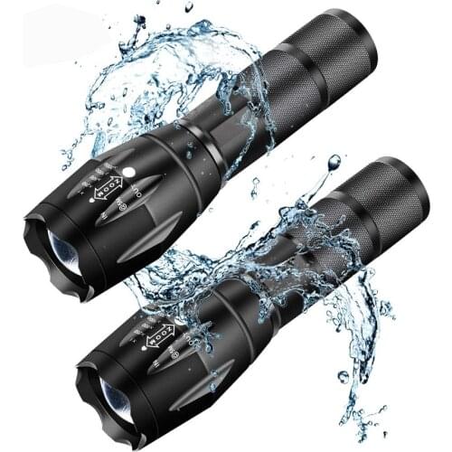 Pocketman T6/L2/V6 LED Powerful Flashlights Zoomable Torch Waterproof 5 Modes Rechargeable Flashlight Use 18650 Battery