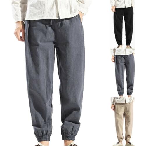 Plus Size Mens Loose Casual Joggers Long Pants Pockets Sports Ropa Para Hombre Trousers Slacks Daily Pants Men