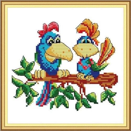 Two Parrots 4 Counted Cross Stitch Kits for Embroidery Kits 14ct 11ct Cotton Thread Paintings DIY Handmade Needlework Set Crafts