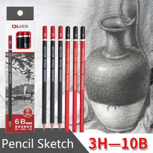 12 PCS / set of high-end sketch special pencil 3h/2h/HB/2B/3B / 4B/5B/6B/8B/10B school art drawing stationery