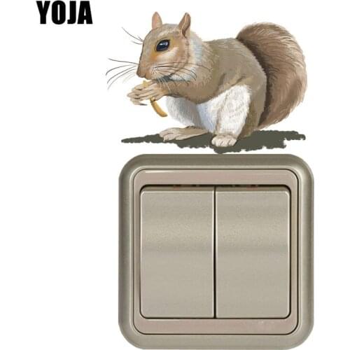 YOJA Cute Squirrel PVC Wall Switch Sticker Living Room Bedroom Decals 8SS1051