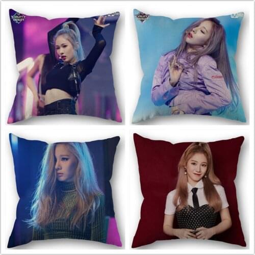 New Arrival KPOP EVERGLOW Mia Cotton Linen Square Zippered Pillow Cover For Office Family Customize Your Picture 45*45cm DIY