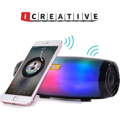 TG165 Portable Bluetooth-compatible Speaker Stereo Leather Column 5 Flash Style LED Subwoofer Wireless Outdoor Music Box