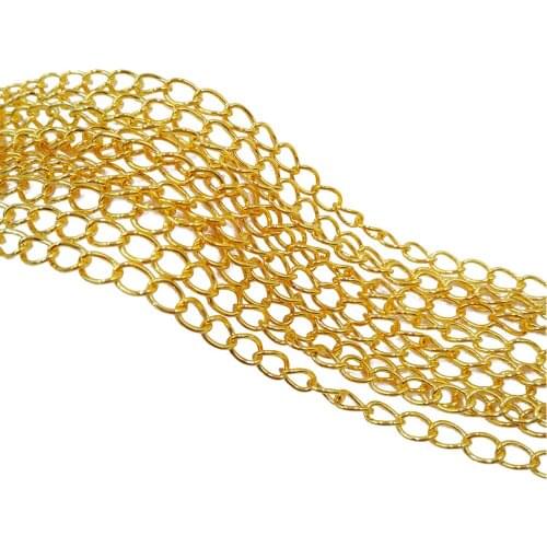 Gold Plated 100m 3x5mm Necklace End Extender Curb Chains Metal Link Chain Findings for Jewelry Making NEC-04