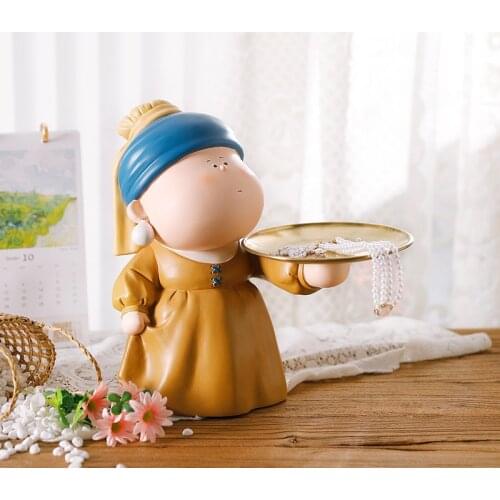 Girl with pearl earrings, big artist, hand-made creative hallway key storage decoration, living room home decoration