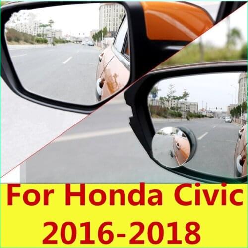 Wide Angle Round Convex Car Rearview Mirror Car Reversing Auxiliary Blind Spot Mirror For Honda Civic 2016-2018 10th Gen Sedan