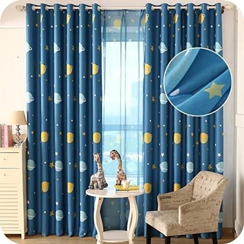 Planet & Star Pattern Blackout Curtains for Children Baby Kids Boys Living Room Curtains Drapes Modern Window Treatments Curtain