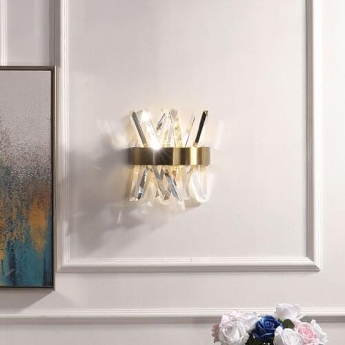 Modern Bedroom Bedside Light Lamp Decor Crystal Wall Lamp Simple Living Room Home LED Wall Sconce Gold Light Fixture Luminaria