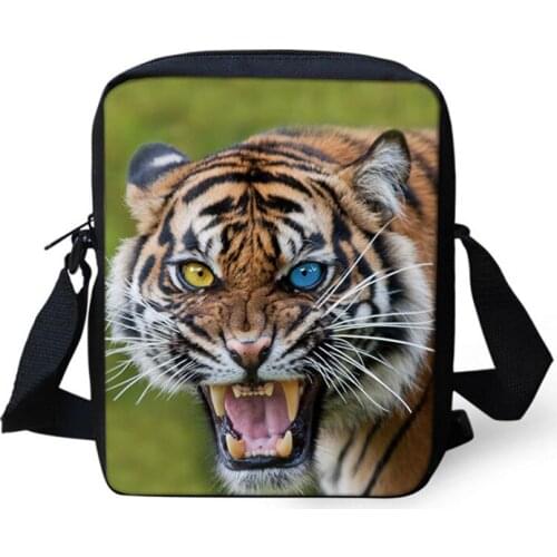 ELVISWORDS Animal Tiger Print Messenger Bags For Boys Girls Casual Shoulder Bags Women Crossbody Bag Travel Handbags Tote Bolsa