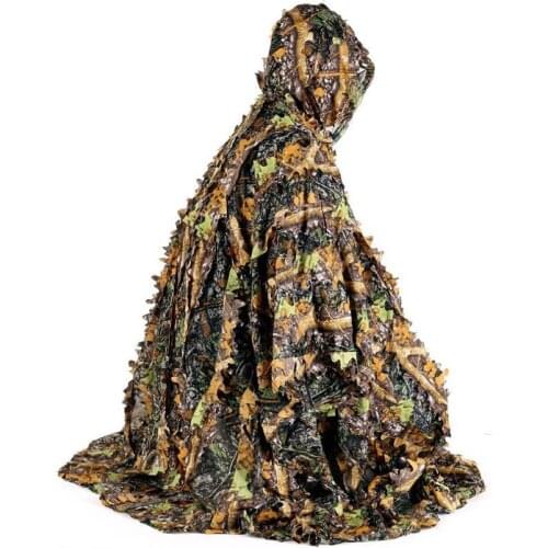 Outdoor Ghillie Suit 3D Hunting Clothes Jungle Cloak Poncho Bionic Leaves Dress Hooded Camouflage Suits For Sniper Photograph